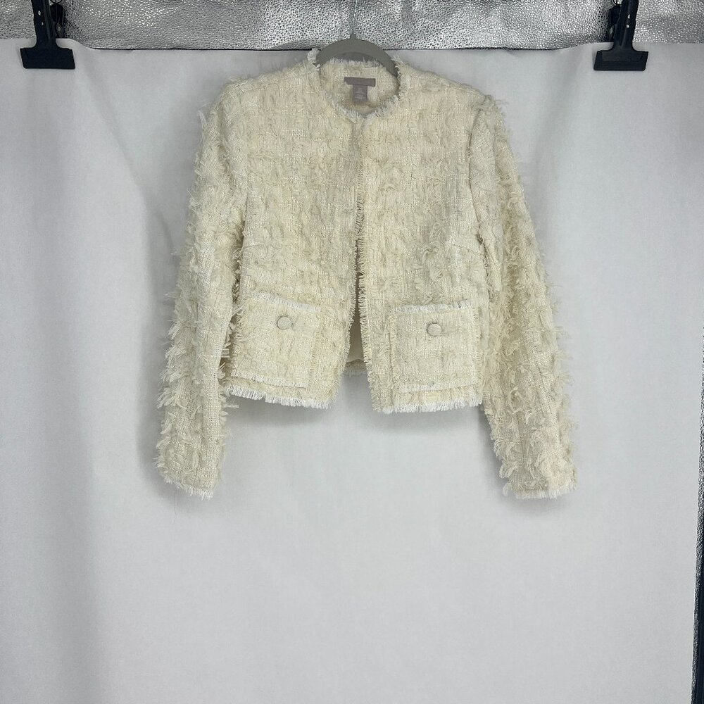 H&M Texture-weave tweed Jacket  ivory